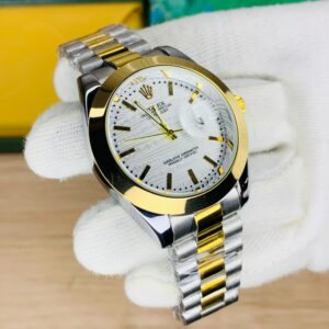 Date Just Model-Textured  WhiteDial Twotone Golden Chain