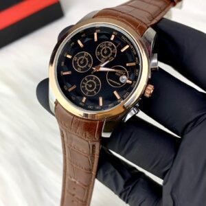 Multifuctional Chronograph Date Watch-Brown Copper Case Black Dial