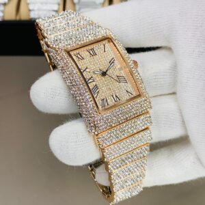 Full Stone Rectangular Shape  Date Watch-Rosegold