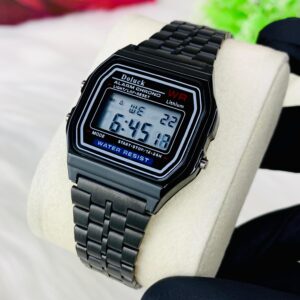 Black  Digital Wristwatch – Water Resistant, Alarm & Chronograph"
