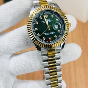 Date Just Model-Twotone  Green Dial Transparent Back Watch