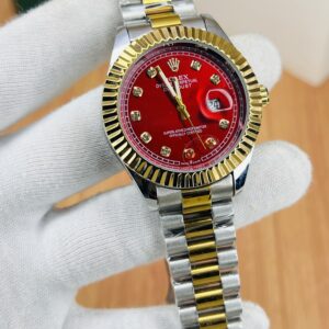 Date Just Model-Twotone  Red Dial Transparent Back Watch