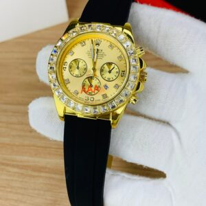 Daytona Stone Rubber Watch-Gold Black f1